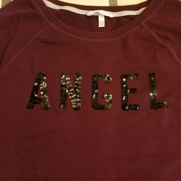 Victoria's Secret Two Piece Sequin Maroon Sweatshirt and Bootcut Sweatpant - Picture 3 of 14